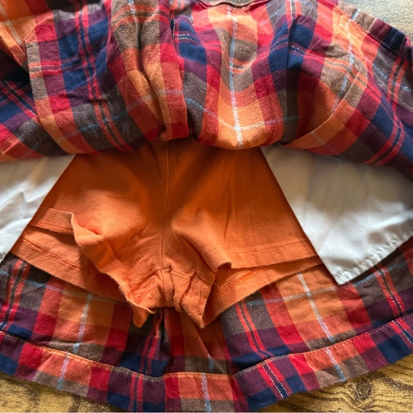 Justice Girls Red Orange Navy Plaid Skirt Skort 10 - Picture 4 of 5
